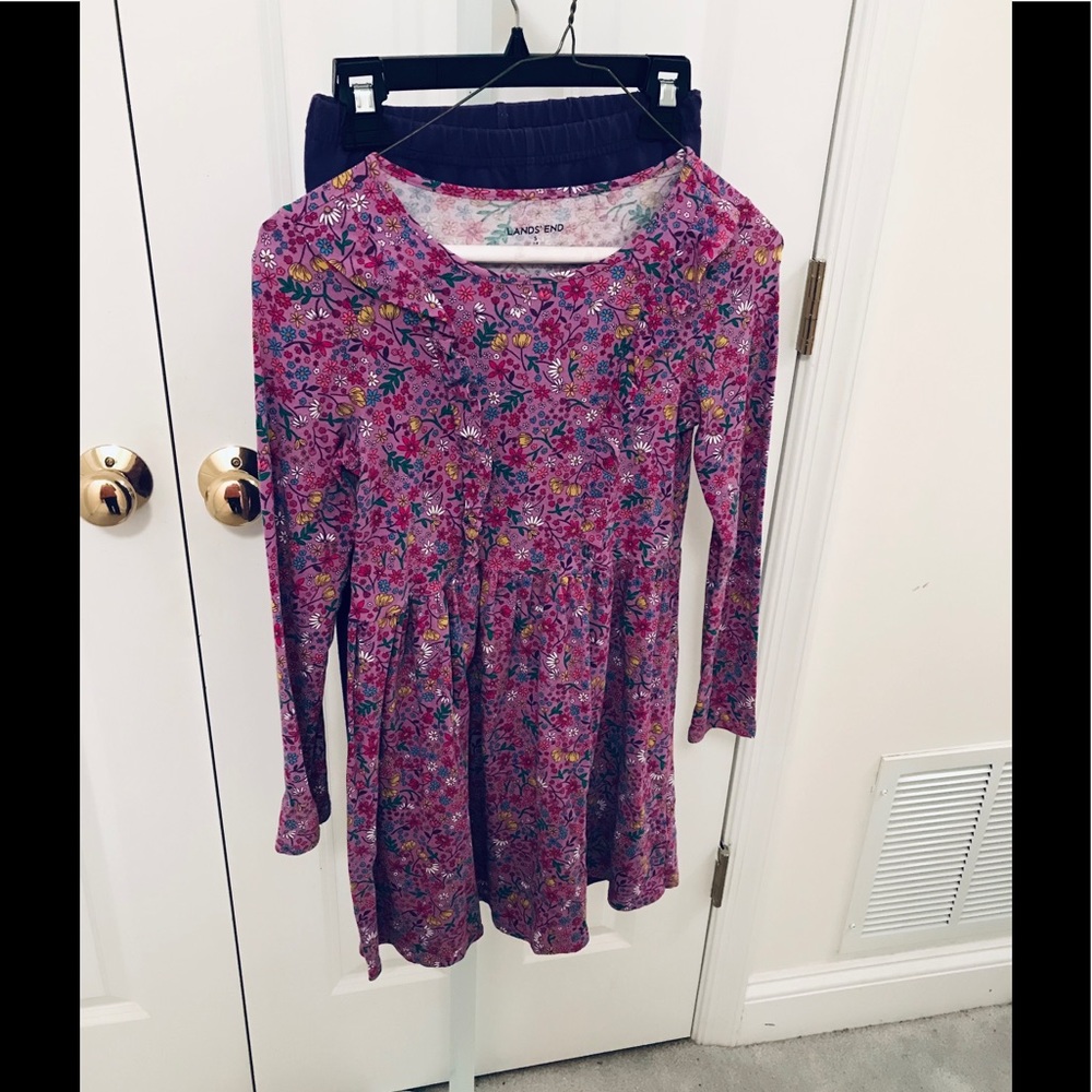 Lands End Floral Dress, Size 7-8 Girls